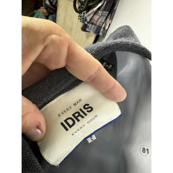 Superdry Idris Elba Mens Gray Pullover Knit 100% Merino Wool Sweater - Picture 6 of 9